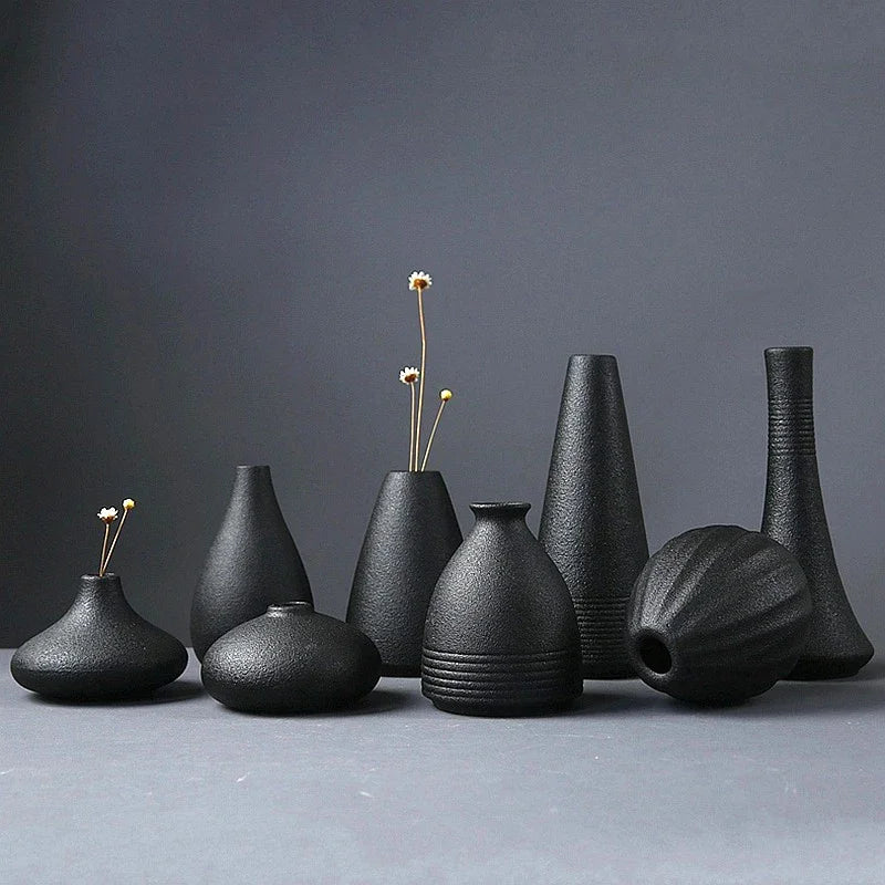 Timeless Elegance Black Ceramic Small Vase